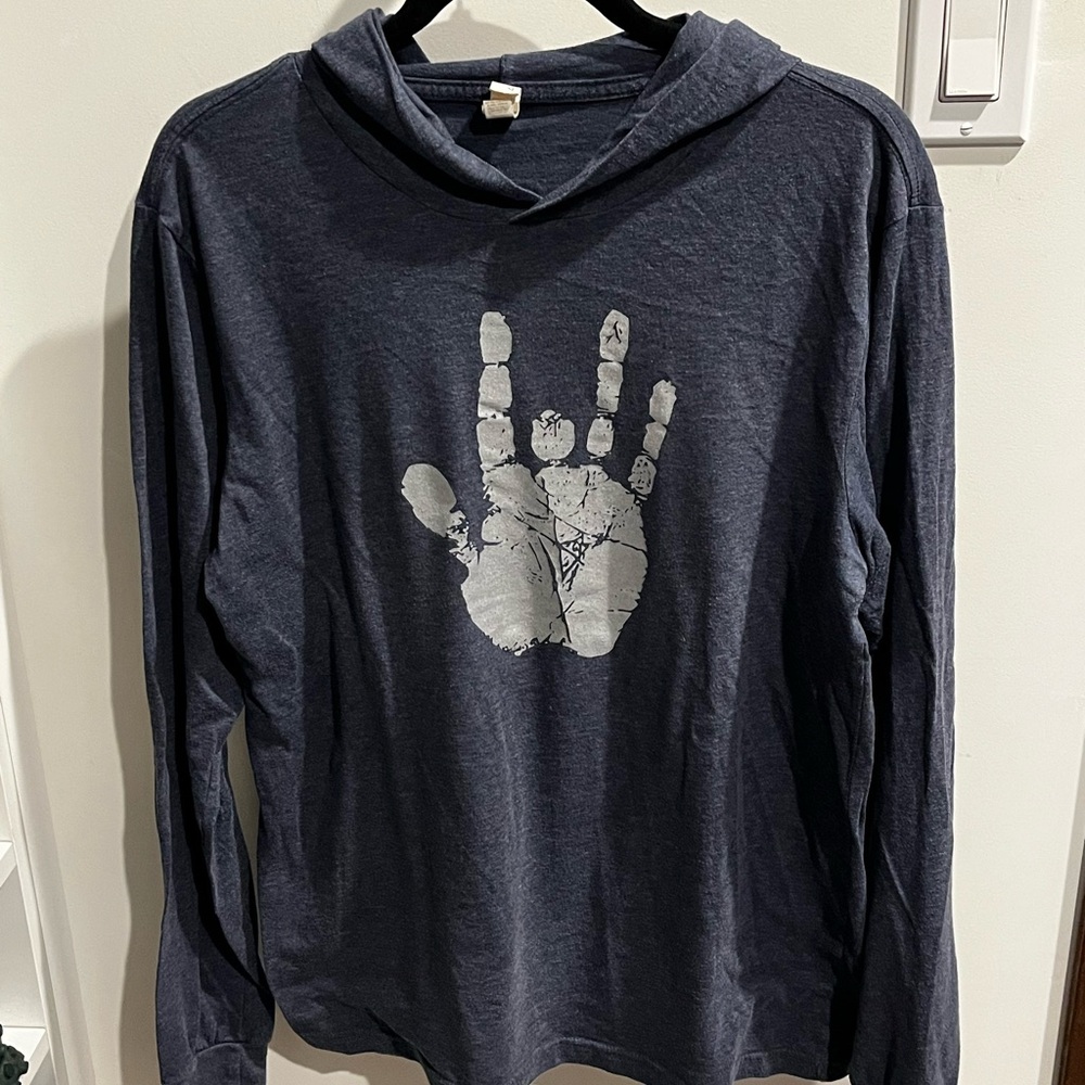 Bella Canvas Blue Jerry Garcia Hand Hoodie T-Shirt